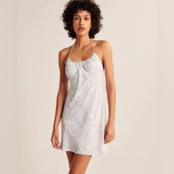 Abercrombie & Fitch Halter Ruched Mini Dress in Blue - Picture 2 of 5